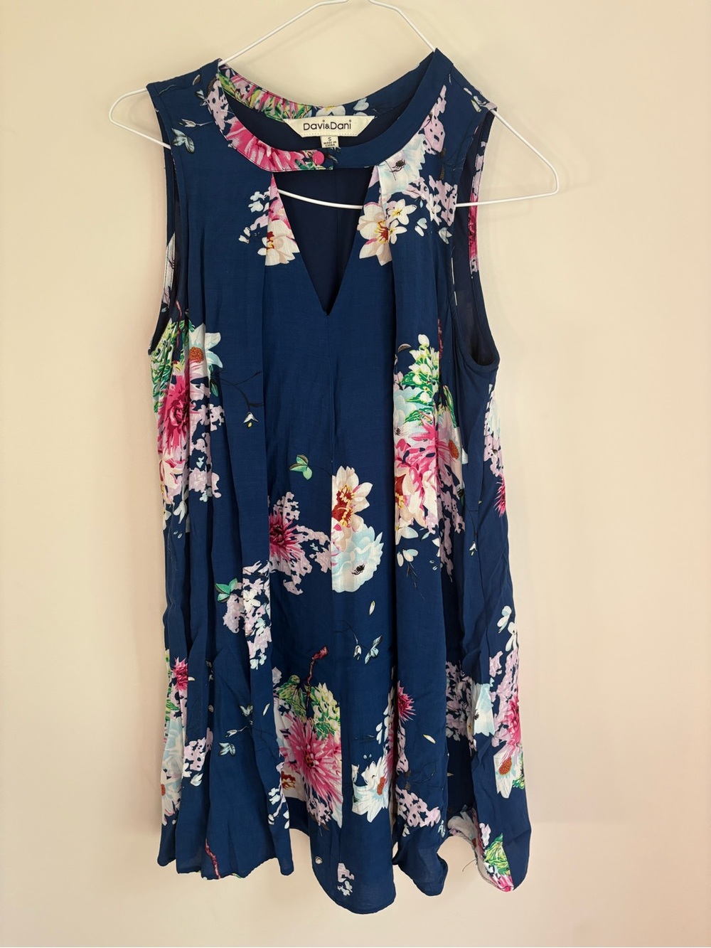 Navy Floral Sleeveless Top